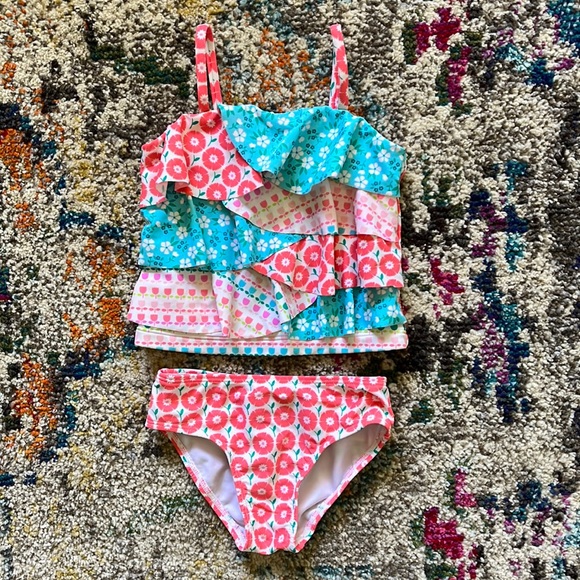 Tommy Bahama Two Piece Bathing Suit Toddler Floral Tankini Kids Bikini Set Sz 2T - Picture 2 of 14